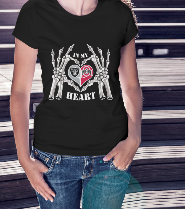 Raiders Ohio State In My Heart Skeleton Hands T-Shirt