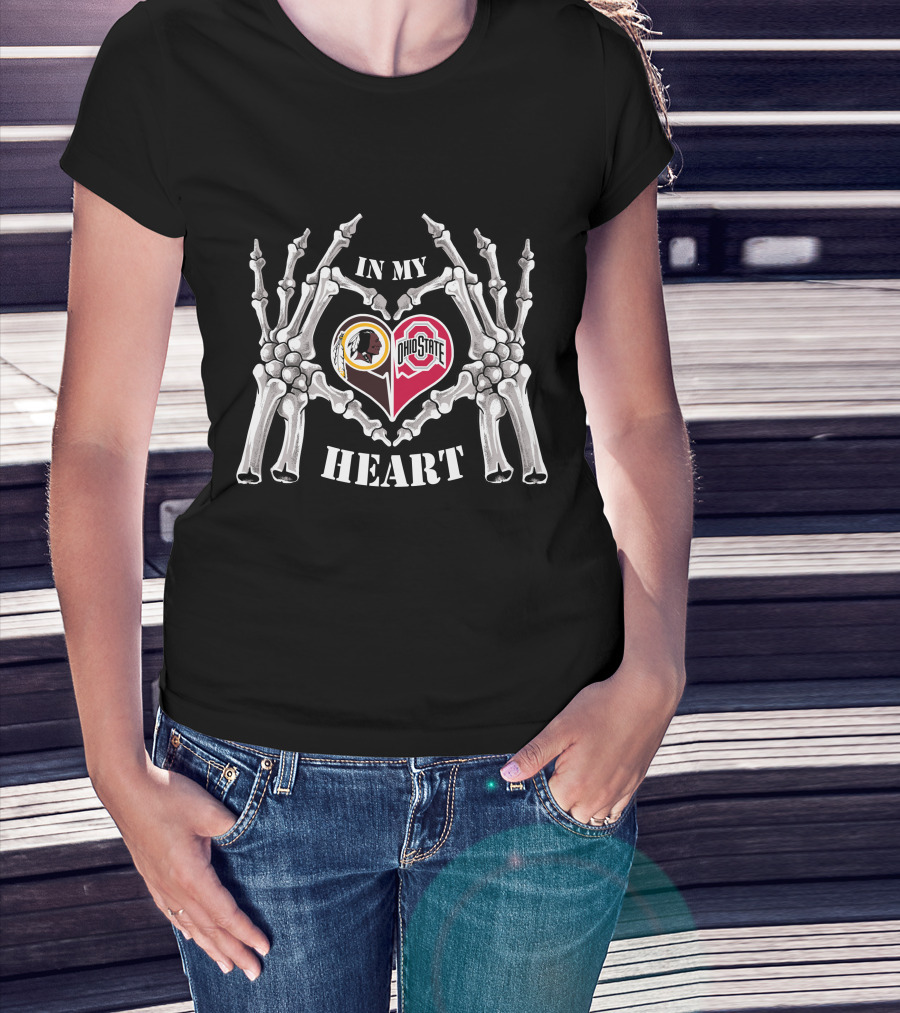 In My Heart Washington Redskins Ohio State Buckeyes Skeleton Halloween T-Shirt