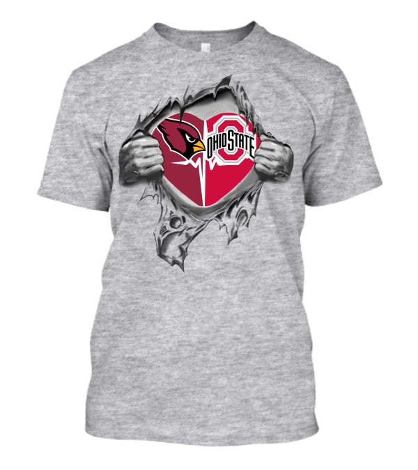 Arizona Cardinals Ohio State Buckeyes Heart Logo Peeling T-Shirt