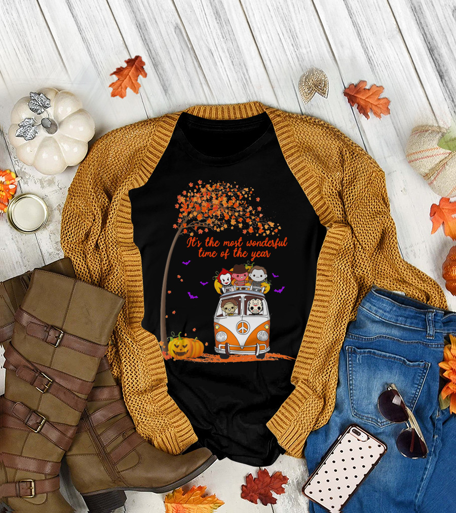 Horror Characters Halloween Road Trip Most Wonderful Time of the Year T-Shirt