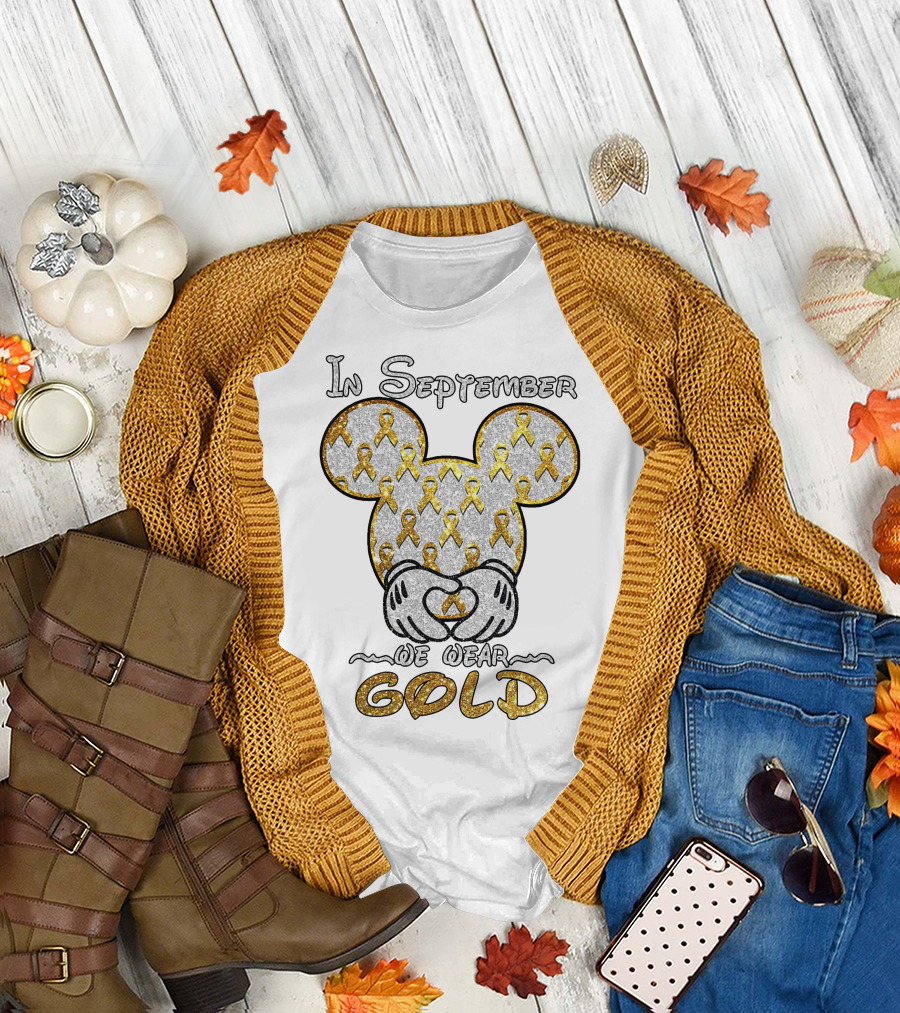 Mickey Mouse In September We Wear Gold Ribbons T-Shirt