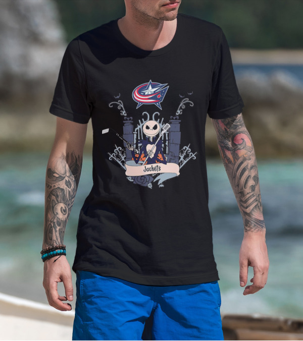 Halloween Jack Skellington Columbus Blue Jackets Hockey T-Shirt