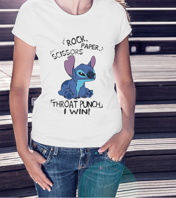 Stitch Rock Paper Scissors Throat Punch I Win T-Shirt