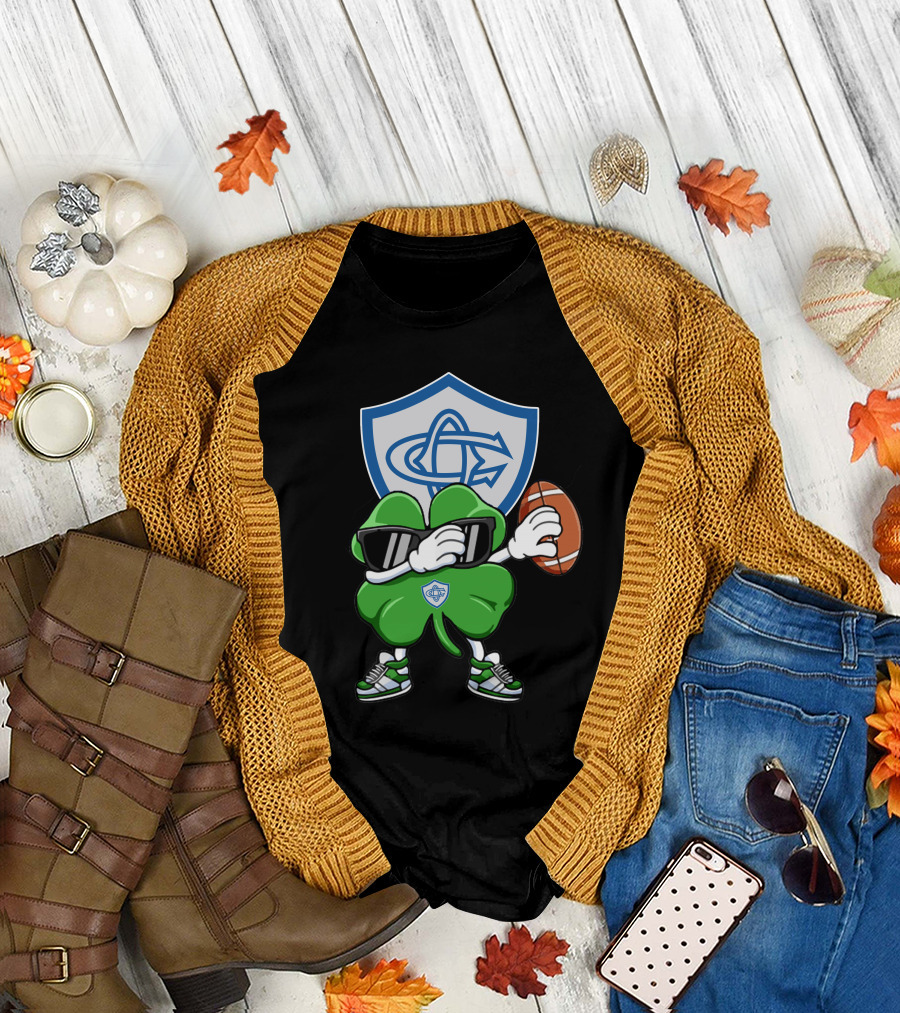 Castres Olympique Mascot Holding Football with Club Logo Shield T-Shirt
