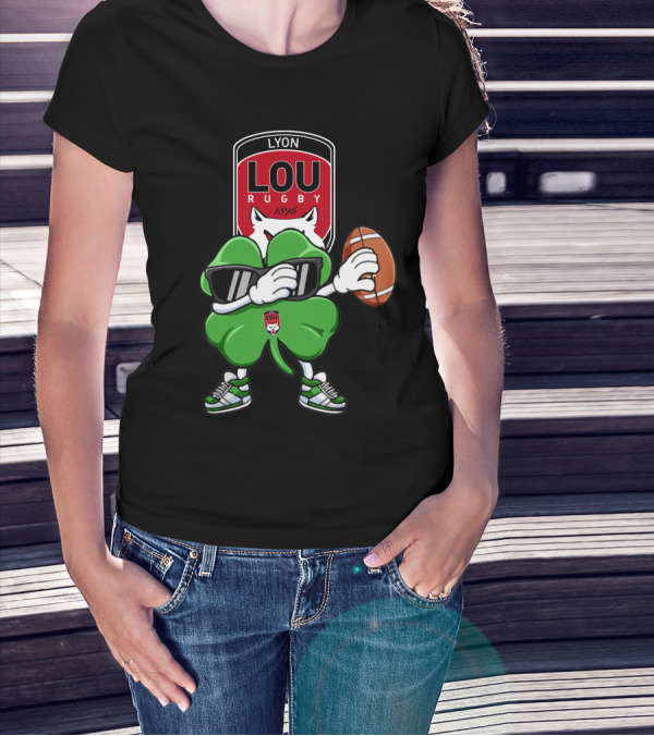 LOU Rugby Lyon 1896 Shamrock Mascot With Rugby Ball T-Shirt