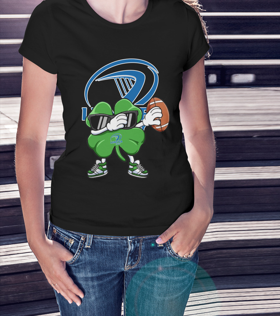 Leinster Rugby Shamrock Mascot Holding Rugby Ball T-Shirt