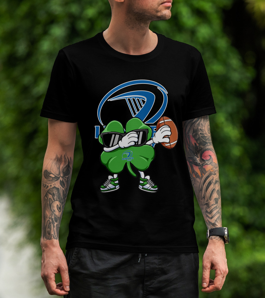 Leinster Rugby Shamrock Mascot Holding Rugby Ball T-Shirt
