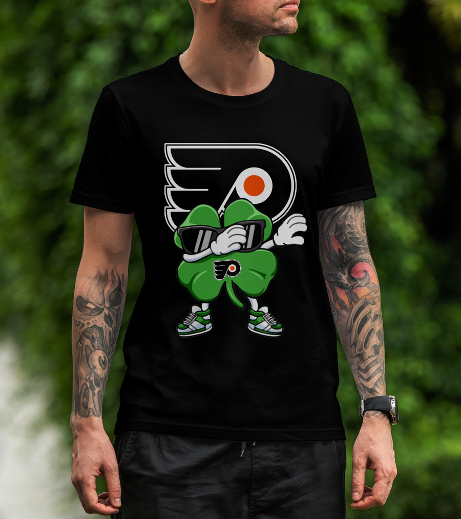 Philadelphia Flyers Clover Dab With Mascot Sneakers And Shades T-Shirt