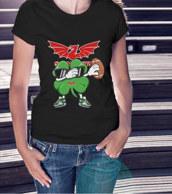Scarlets Welsh Dragon Clover Football T-Shirt
