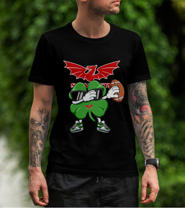 Scarlets Welsh Dragon Clover Football T-Shirt