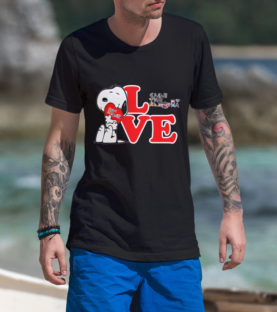LOVE Snoopy With Cage The Elephant Heart T-Shirt