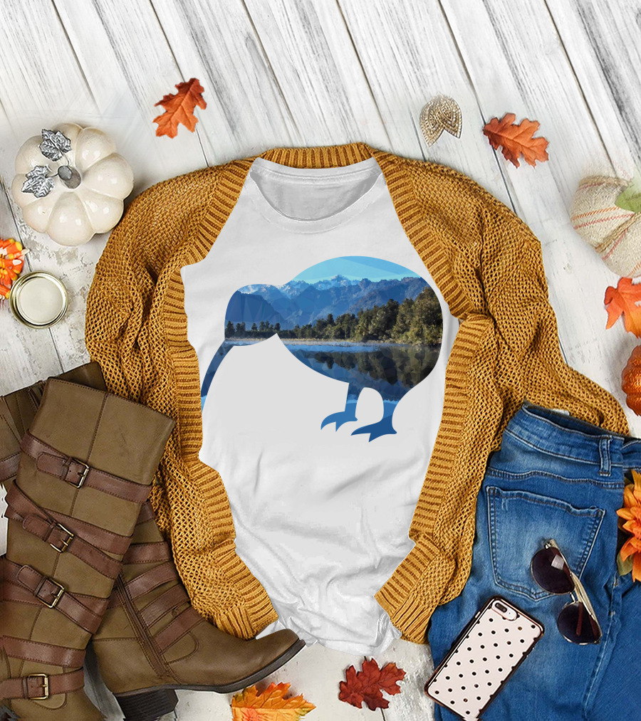 Kiwi Bird New Zealand Flag Scenic Landscape T-Shirt