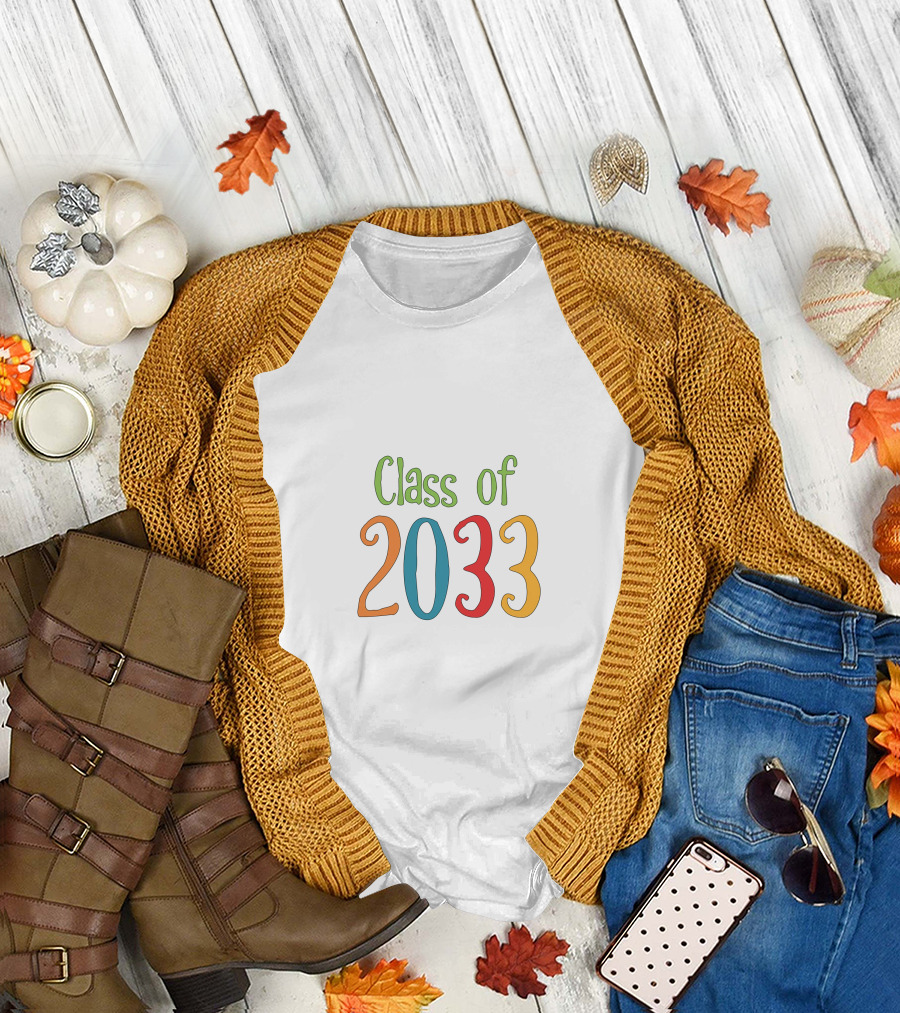 Class of 2033 Colorful Typography T-Shirt