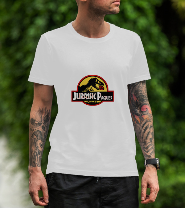 Jurassic Paques Dinosaur Silhouette Red Ball Circle T-Shirt