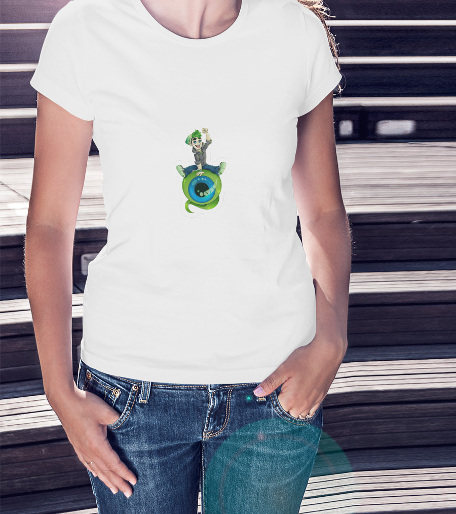 Jacksepticeye Character Riding Green Eye With Green Hair T-Shirt