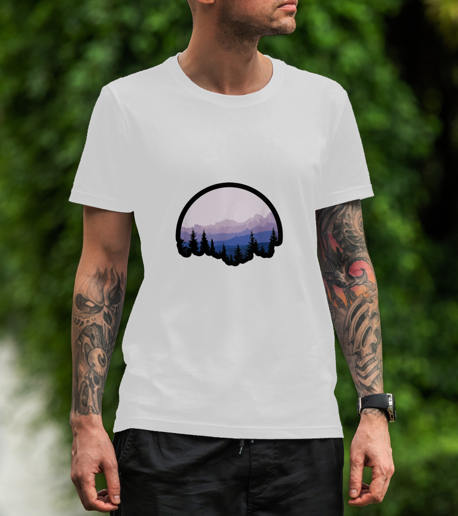 Mountain Strong Alpine Silhouette Forest Scene T-Shirt
