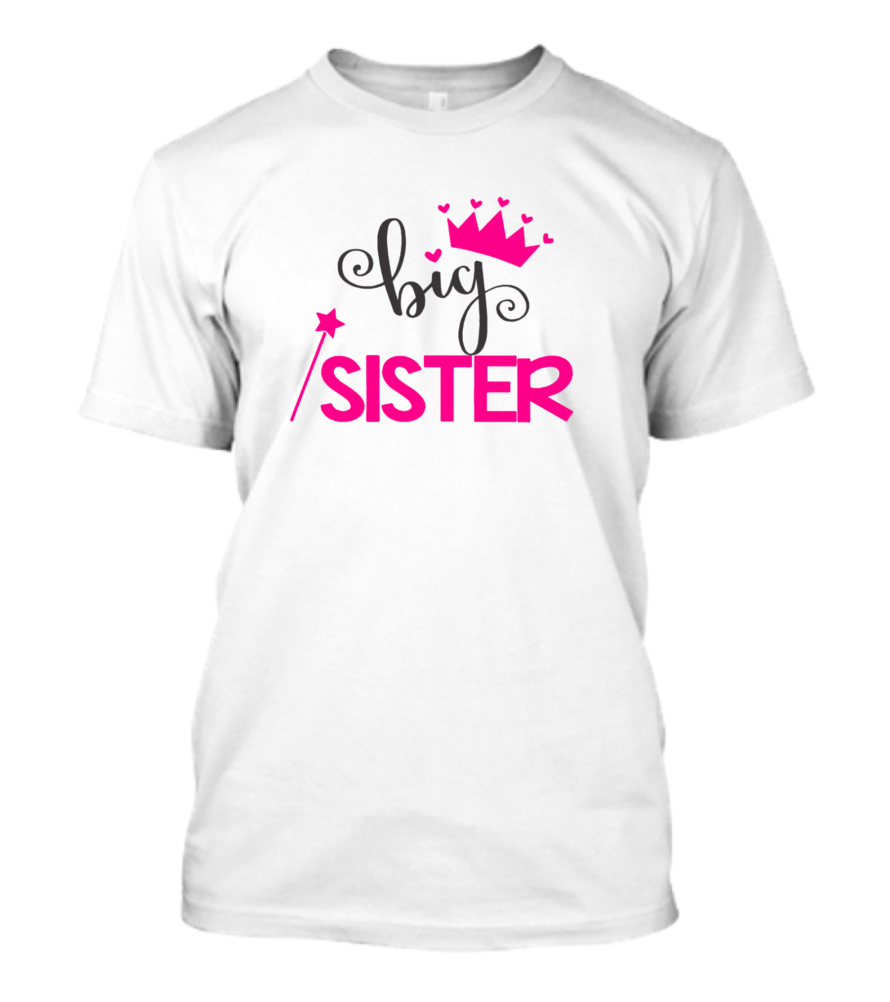 Big Sister Princess Crown Wand Hearts T-Shirt