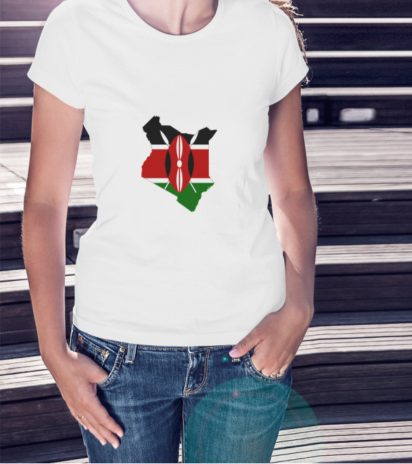 Kenya Flag Map Emblem Badge T-Shirt