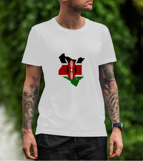 Kenya Flag Map Emblem Badge T-Shirt