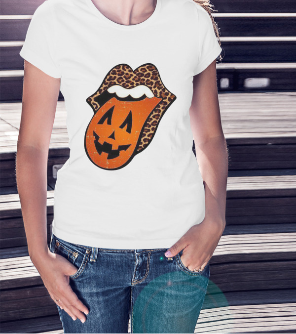 Rolling Pumpkin Leopard Tongue Jack-O'-Lantern T-Shirt