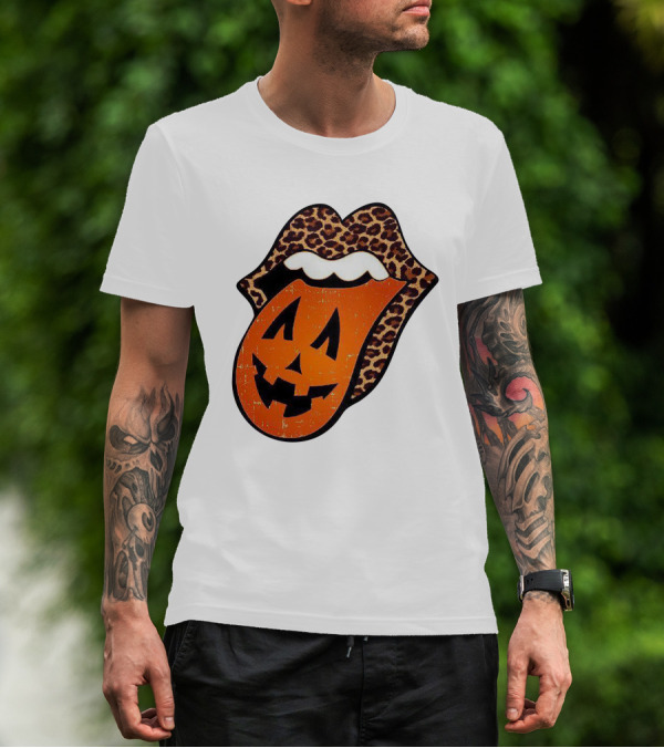 Rolling Pumpkin Leopard Tongue Jack-O'-Lantern T-Shirt