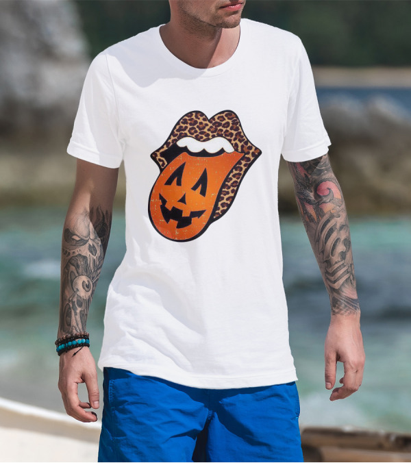Rolling Pumpkin Leopard Tongue Jack-O'-Lantern T-Shirt