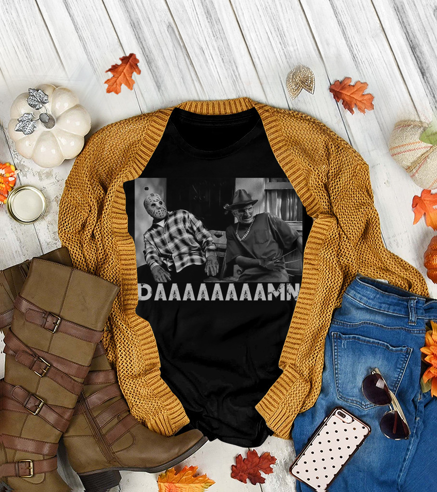 Slashers Daaaaaaamn Jason Voorhees and Freddy Krueger Reaction Scene T-Shirt