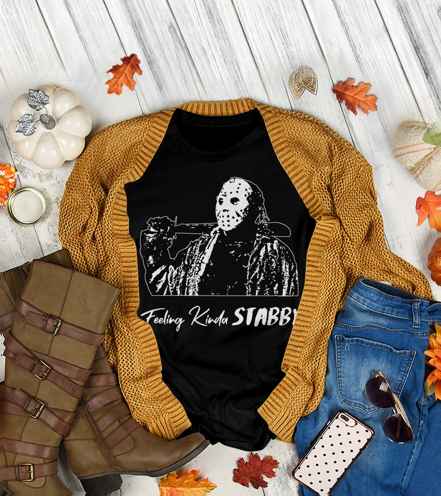 Feeling Kinda Stabby Hockey Mask Horror Character T-Shirt