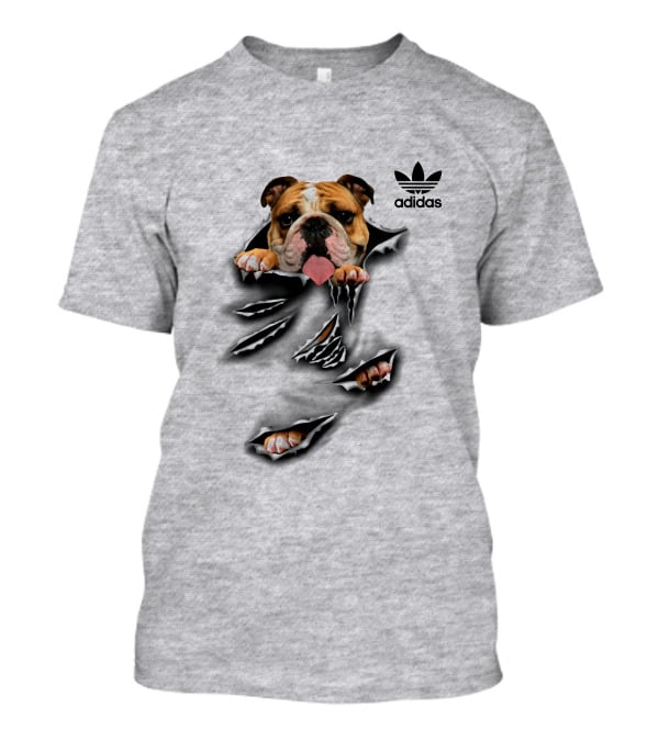 Cool Funny English Bulldog Ripping Through Pocket T-Shirt