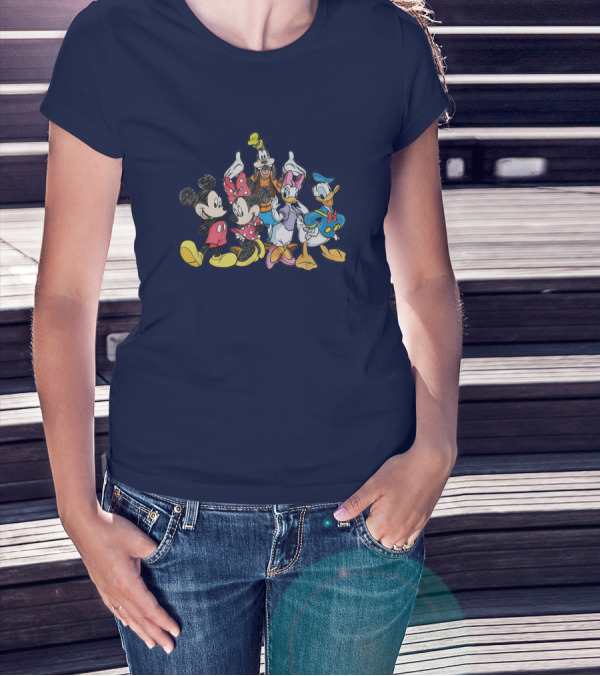 Mickey Mouse Minnie Goofy Pluto Donald Duck Disney Friends T-Shirt