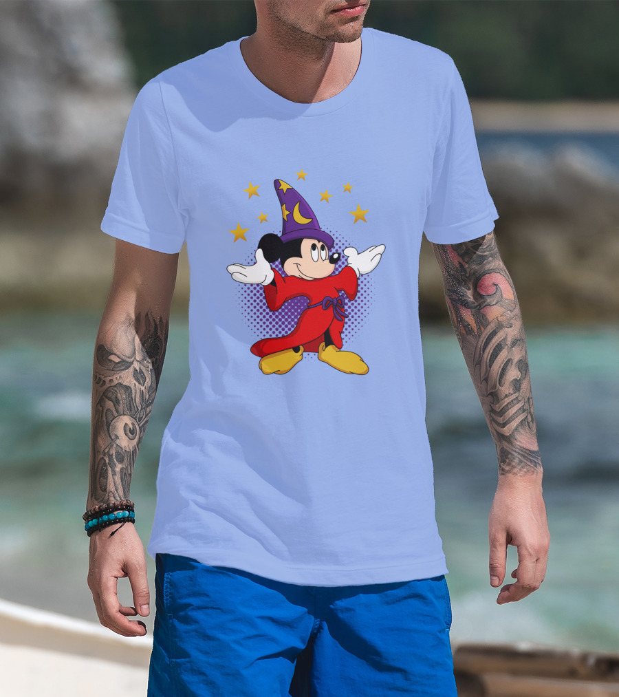 Mickey Mouse Wizard Sorcerer's Apprentice Magic Stars T-Shirt