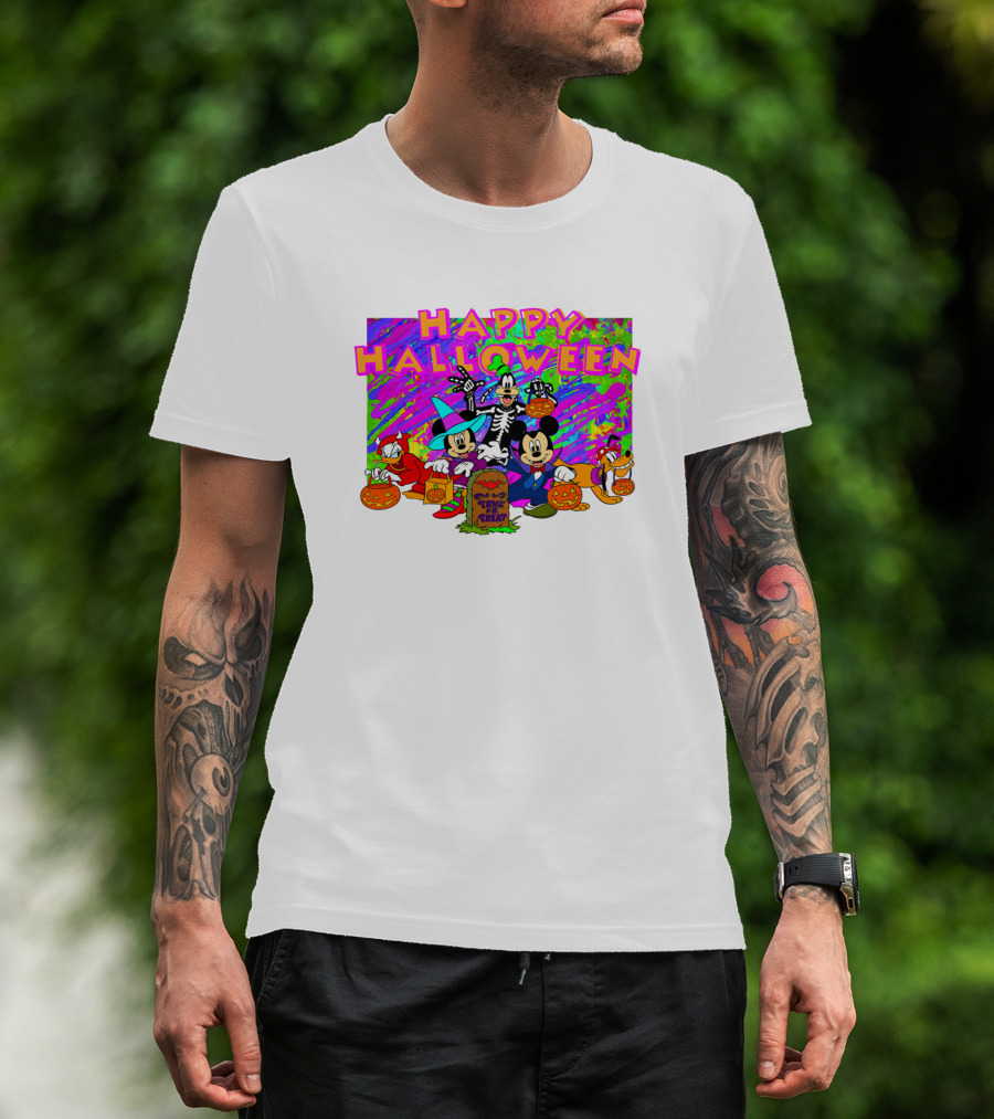 Happy Halloween Mickey Mouse And Friends Pumpkin Tombstone Party T-Shirt