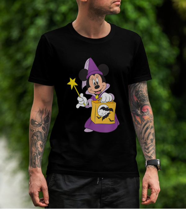 Disney Halloween Minnie Mouse Witch Costume With Magic Wand And Trick-or-Treat Bag T-Shirt