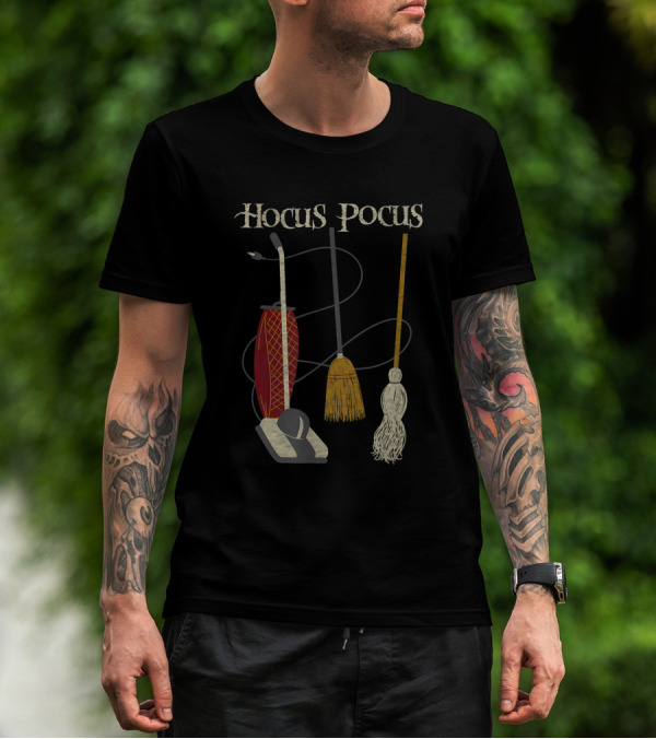 Hocus Pocus Witch Rides Vacuum Broom Mop T-Shirt