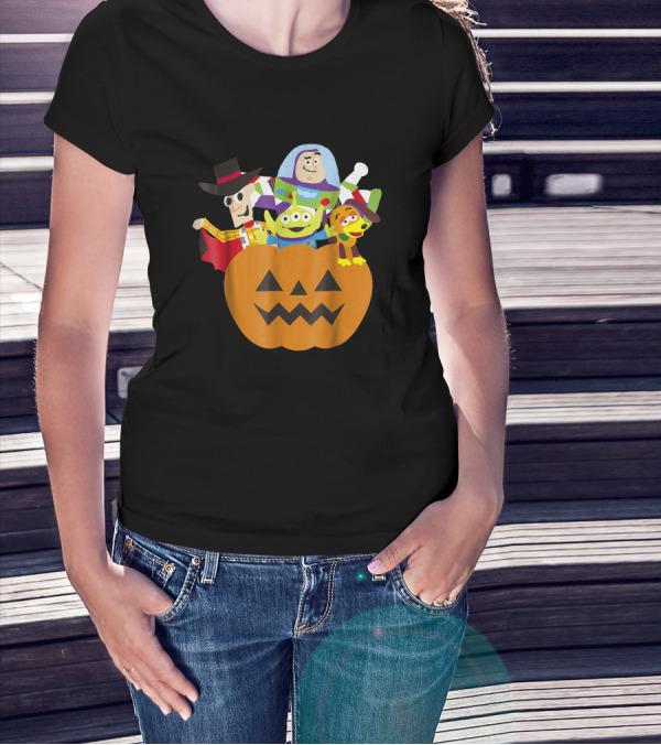 Disney Pixar Toy Story Characters In Halloween Pumpkin Costume T-Shirt