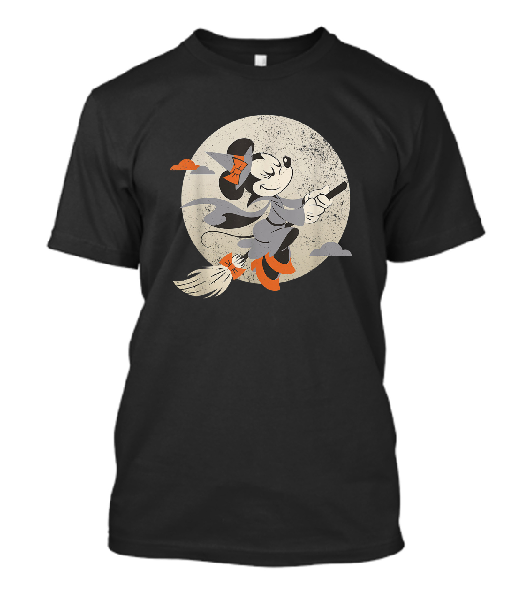 Disney Minnie Mouse Witch On Broomstick Full Moon Halloween T-Shirt
