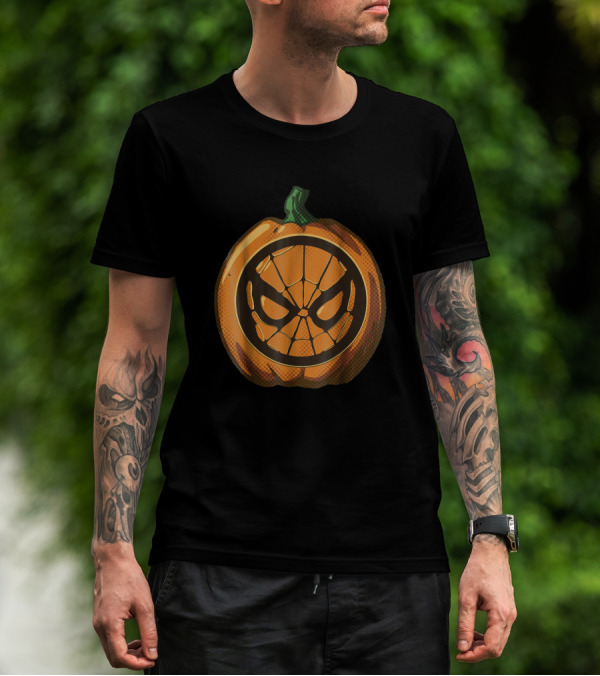 Marvel Spider Man Pumpkin Halloween Face T-Shirt