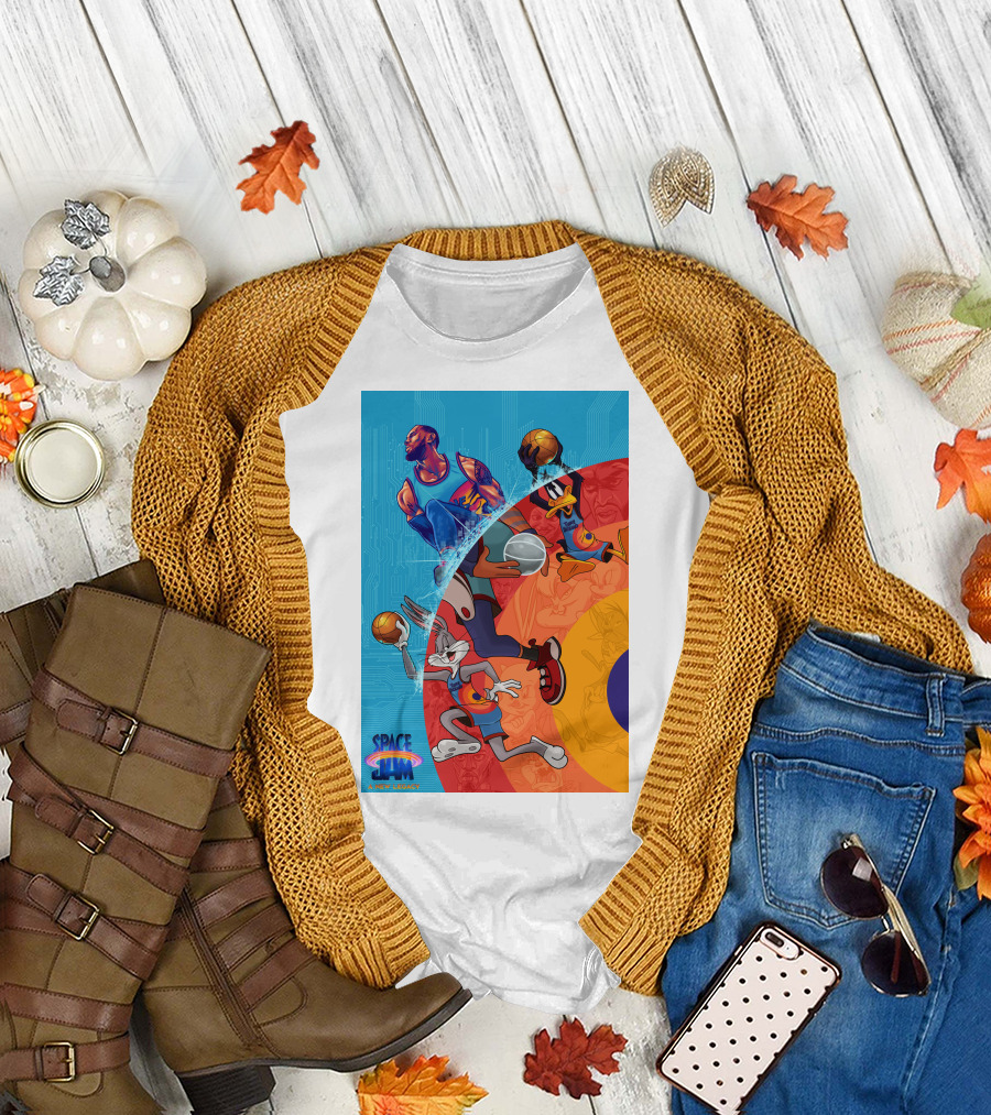 Space Jam A New Legacy Lebron James Bugs Bunny Daffy Duck Basketball Action T-Shirt