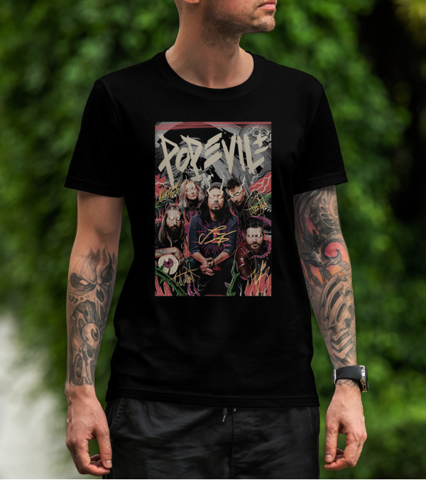 Pop Evil Band Signatures Comic T-Shirt