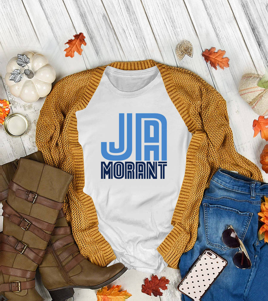 Ja Morant Memphis Basketball Blue Text T-Shirt