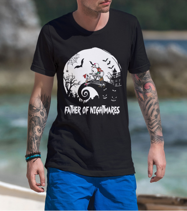 Father Of Nightmares Halloween Skeletons Spooky Scene T-Shirt