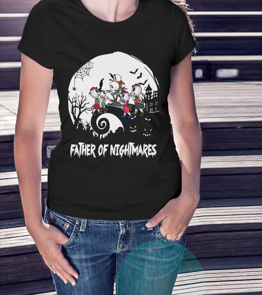 Father Of Nightmares Halloween Skeleton Kids Spooky Scene T-Shirt