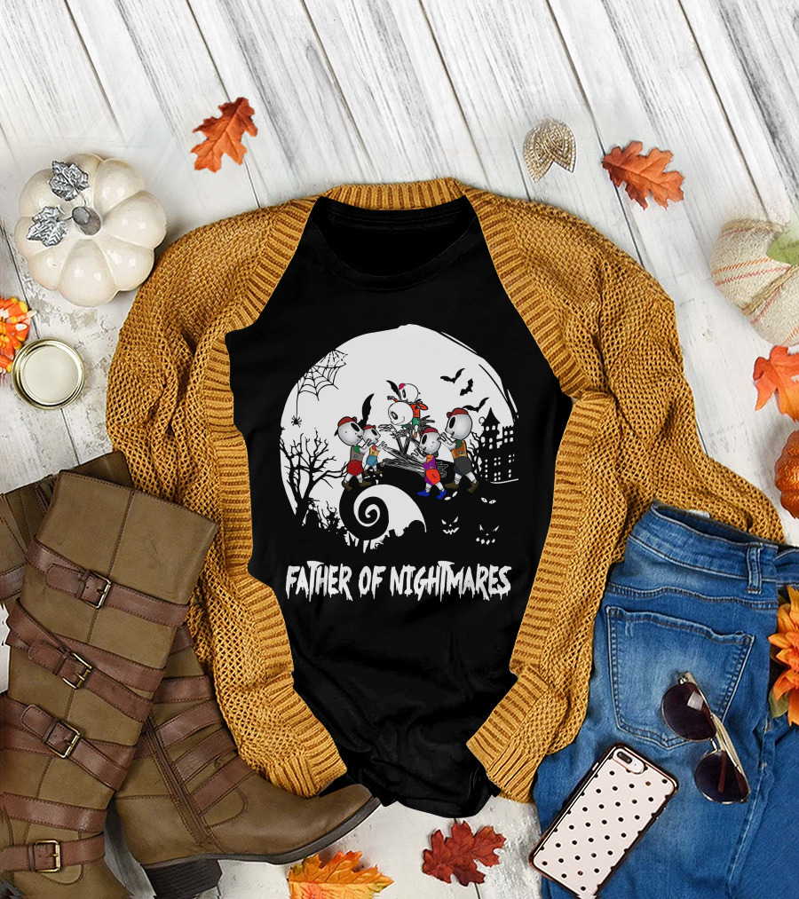 Father of Nightmares Halloween Skeleton Kids Spooky Scene T-Shirt