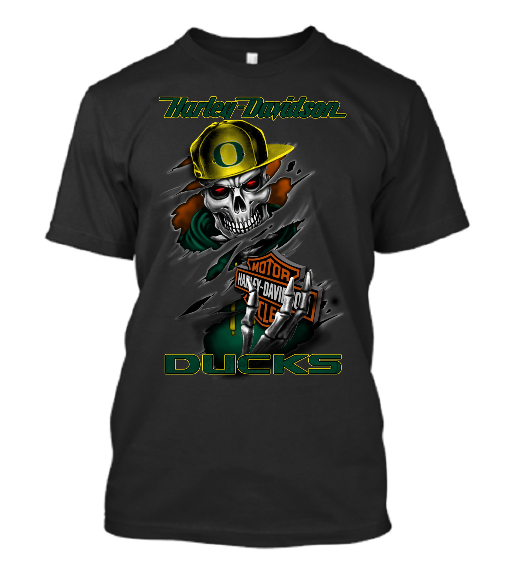 Harley Davidson Ducks Skeleton In Oregon Cap T-Shirt