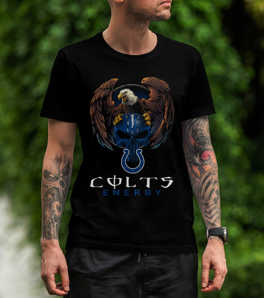 Colts Energy Bald Eagle And Skull With Horseshoe T-Shirt