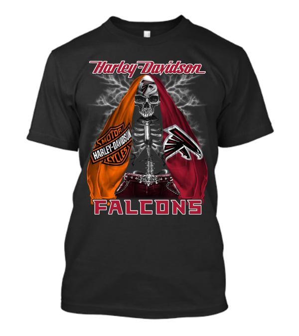 Harley Davidson Motorcycles Atlanta Falcons Skull Cape T-Shirt