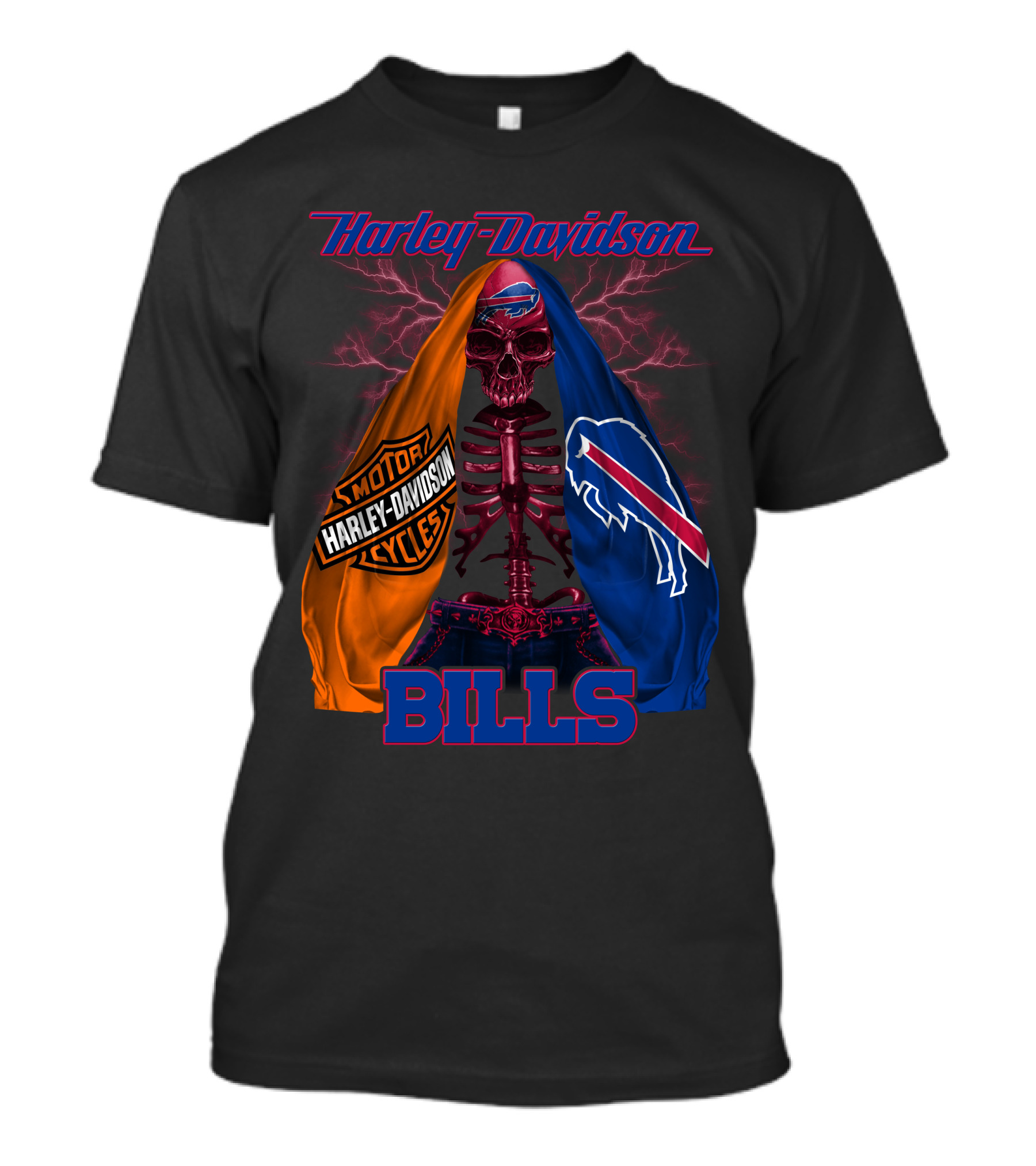 Harley Davidson Buffalo Bills Motorcycles Skull T-Shirt