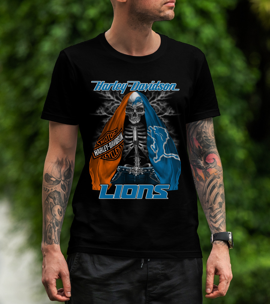 Harley Davidson Motorcycles Detroit Lions T-Shirt