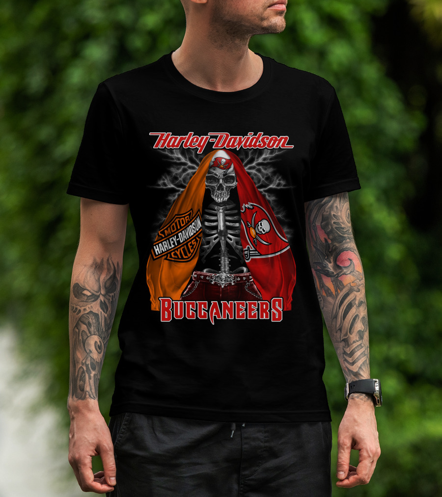 Harley Davidson Buccaneers Skeleton Lightning Tampa Bay_Hd0903 T-Shirt
