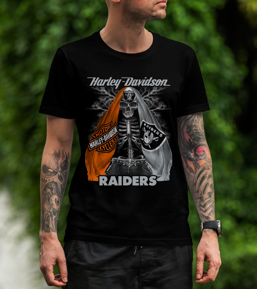 Harley Davidson Raiders Skeleton Hd0903 Las Vegas Raiders T-Shirt